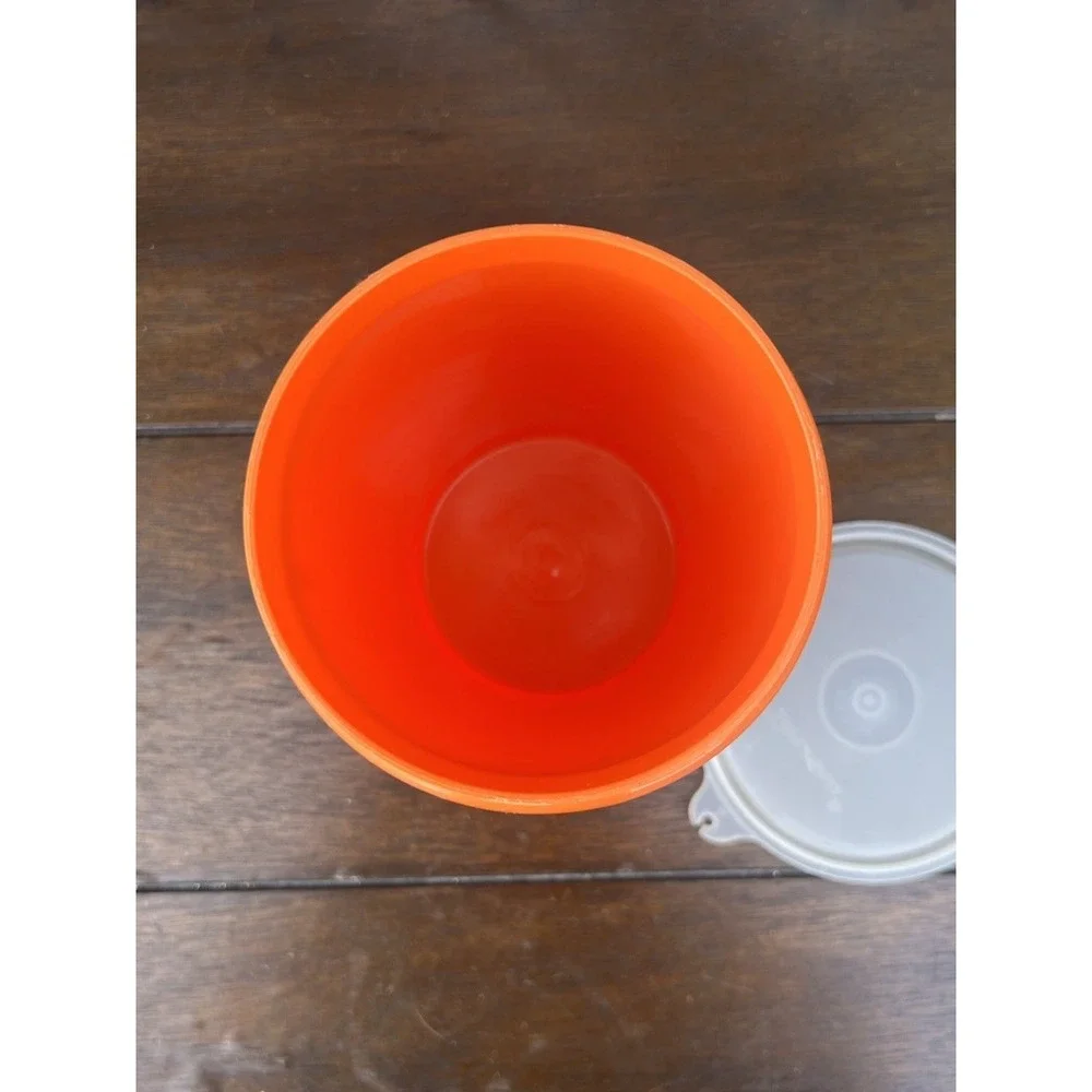 Tupperware Round Container 321-11 Orange Good Vintage Canister Lid